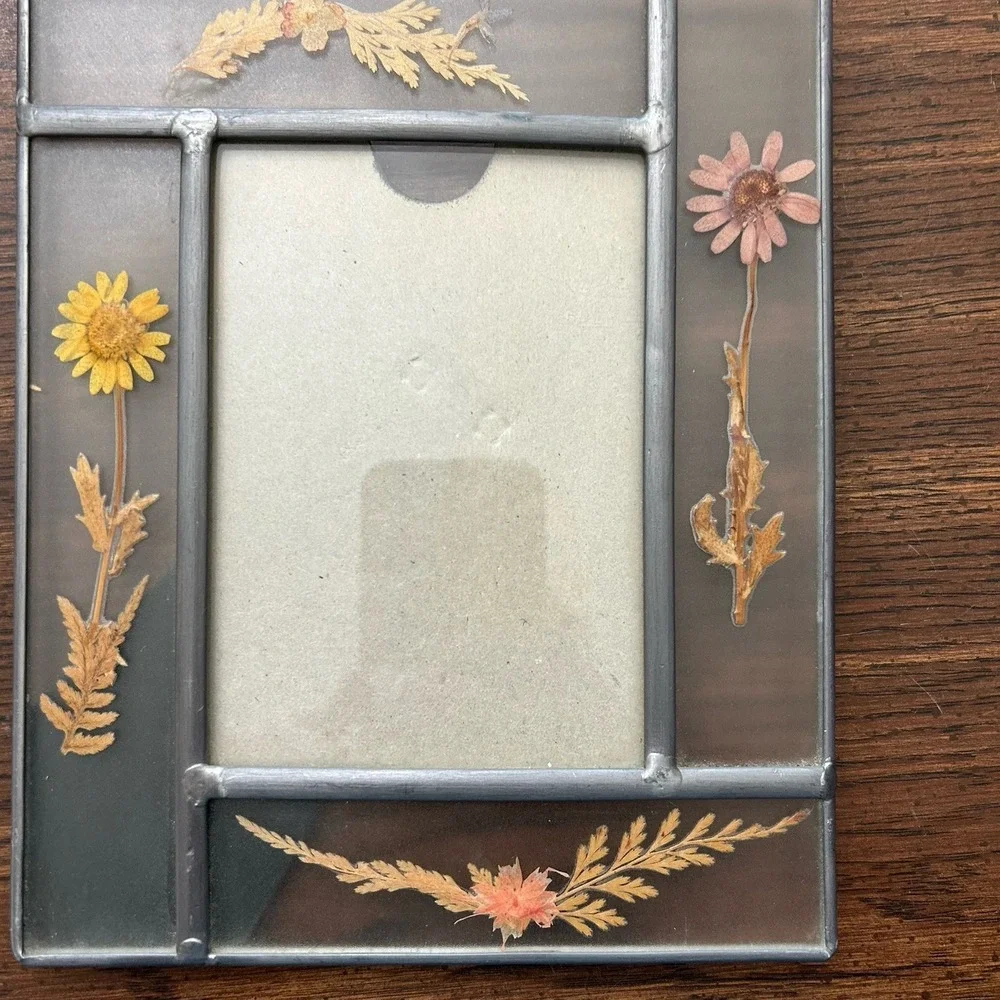 Connoisseur‎ Pressed Dried Flowers Glass Picture Frame 4x6 Photo Cottagecore
